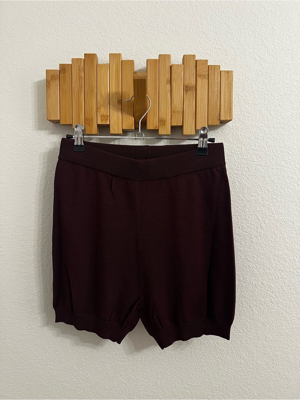 Olivaceous Maroon Knit Women's Shorts